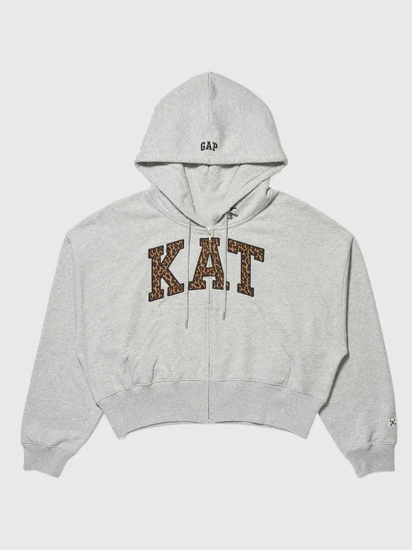 Gap x Katseye Megan Hoodie Hoodie unisex detail view 5 | Dash Racegear — Yoonchae Gap x Katseye 2026 oversized grey hoodie, full-zip casual wear for effortless fashion.
