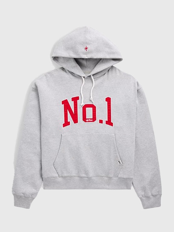 Gap x Los Tacos No. 1 Grey French Terry Hoodie Hoodie unisex front product view | Dash Racegear — Gap x Los Tacos No. 1 Grey French Terry Oversized Pullover Fleece Hoodie