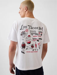 Gap x Los Tacos No. 1 Graphic T-Shirt Shirt unisex front product view | Dash Racegear — 2026 Gap x Los Tacos No. 1 Relaxed Graphic Unisex T-Shirt in White featuring premium comfort and clean everyday streetwear style.