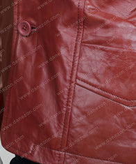 Men’s Classic Two Button Brown Leather Blazer Blazer men detail view 3 | Dash Racegear — Casual Brown Leather Two Buttons Blazer for Mens