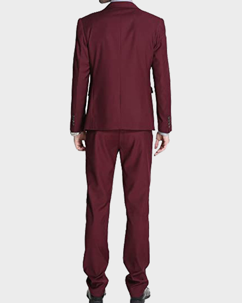 Mens Slimfit Maroon Suit Fashion Apparel men detail view 3 | Dash Racegear — Wedding Maroon Suit for Mens