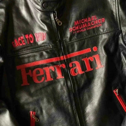 Genuine Cowhide Ferrari F1 Leather Jacket | Dash Racegear