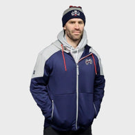 Columbus Blue Jackets 2025 Neck Hoodie Jacket unisex detail view 4 | Dash Racegear — Columbus Blue Jackets 2025 Hoodie – Cold-Weather Essential