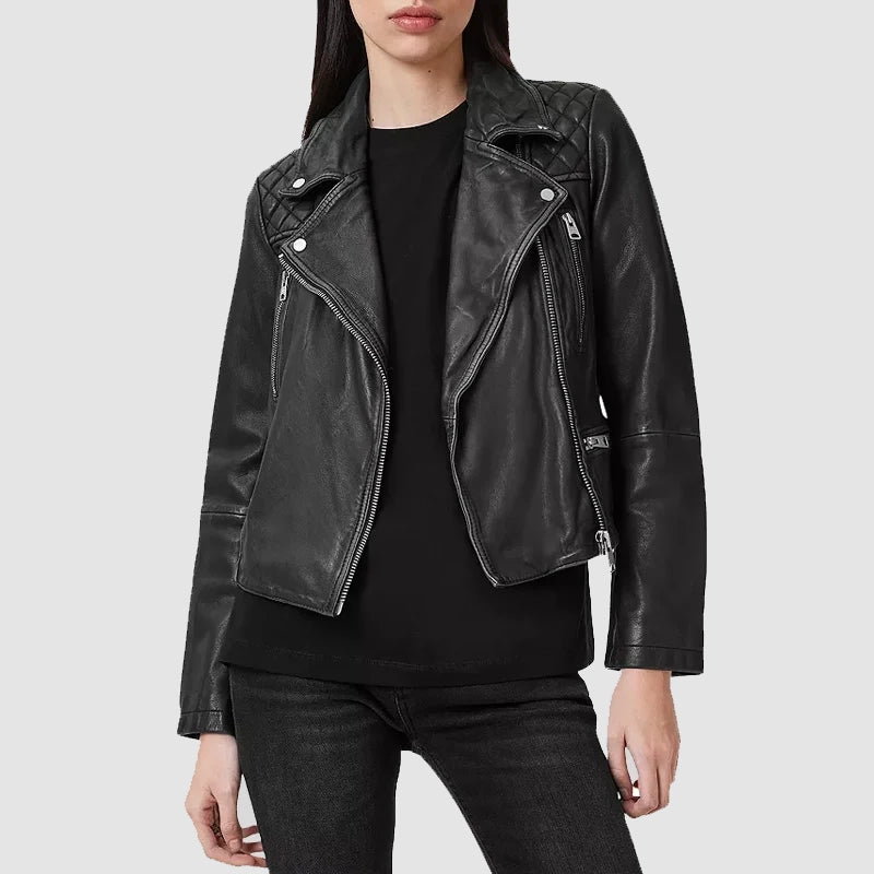 Ginny and Georgia S03 Georgia Miller Black Leather Jacket Leather Jacket unisex detail view 2 | Dash Racegear — Fitted leather jacket as seen on Georgia in Ginny & Georgia