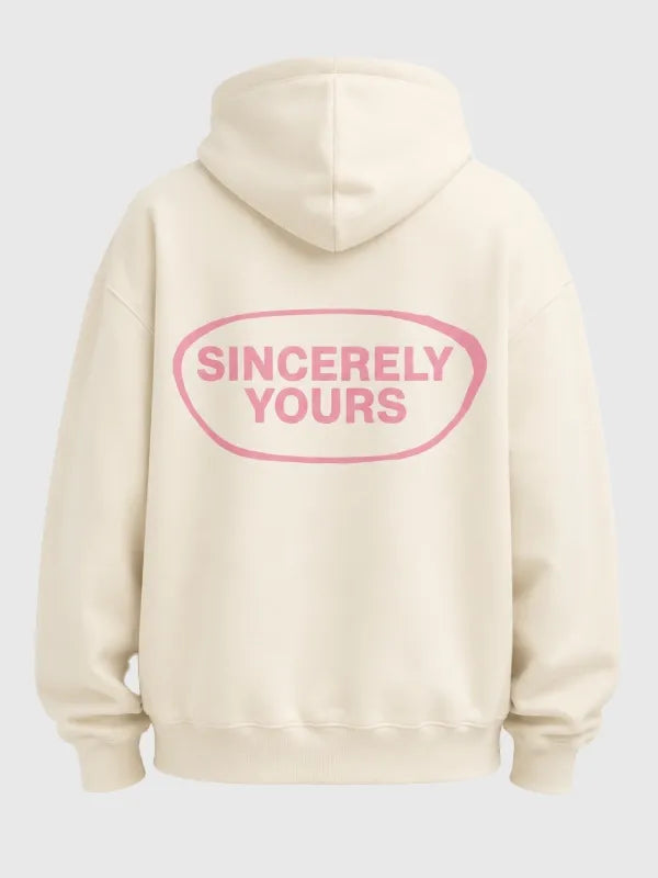 Sincerely Yours Gloss Pocket Hoodie Hoodie unisex detail view 8 | Dash Racegear — Cream casual hoodie featuring a distinctive shiny pocket detail, balancing comfort with a modern street-ready appearance.