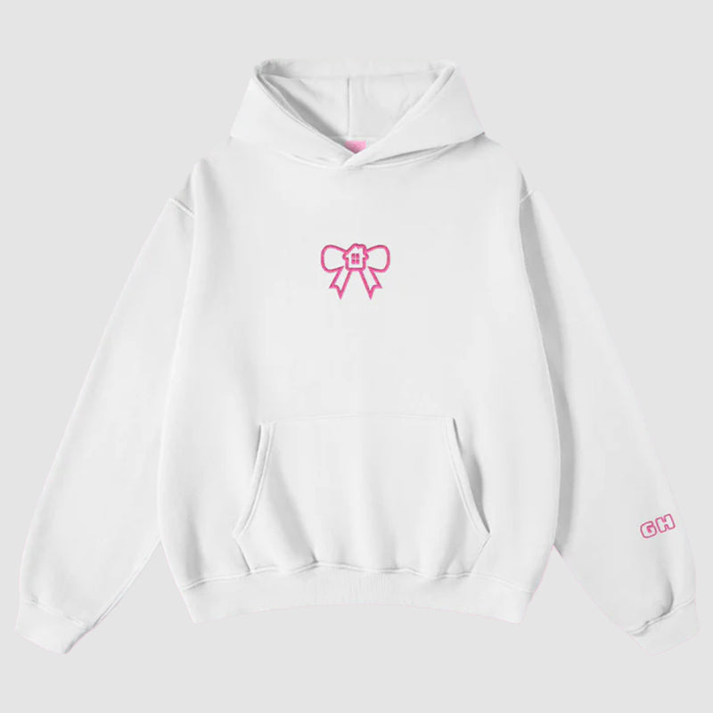 Glow House White Hoodie Hoodie unisex detail view 6 | Dash Racegear — White Glow House hoodie with relaxed fit and front pocket