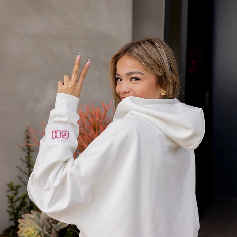Glow House White Hoodie Hoodie unisex detail view 4 | Dash Racegear — Glow House hoodie in clean white Fleece fabric