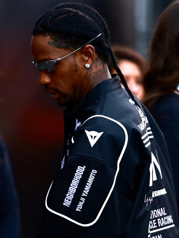 Las Vegas F1 Grand Prix Travis Scott Adidas Y3-N Jacket Jacket unisex detail view 5 | Dash Racegear — Travis Scott Adidas black jacket with structured shoulders, soft interior lining, and visible design details for active or casual wear