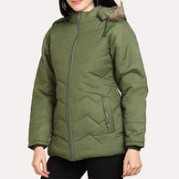 Womens Green Puffer Jacket Puffer Jacket women detail view 2 | Dash Racegear — Green Puffer Jacket