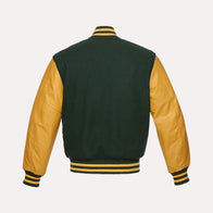 Green and Yellow Bomber Jacket Varsity Jacket unisex detail view 2 | Dash Racegear — Casual Green and Yellow Baseball Bomber Jacket