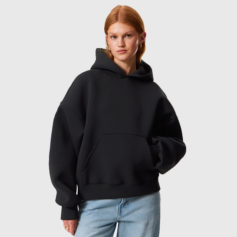 Weekday Scuba Hoodie Hoodie unisex detail view 3 | Dash Racegear — Weekday black oversized fleece hoodie with scuba pullover style