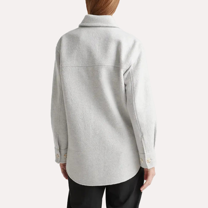 Womens Grey Oversized Wool Shirt Shirt women detail view 2 | Dash Racegear — Grey Oversized Wool Shirt