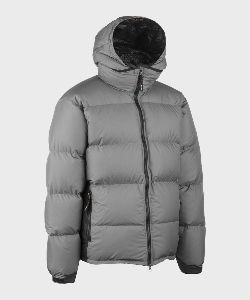 Grey Puffer Down Jacket Puffer Jacket unisex detail view 2 | Dash Racegear — Winter Hooded Grey Down Jacket