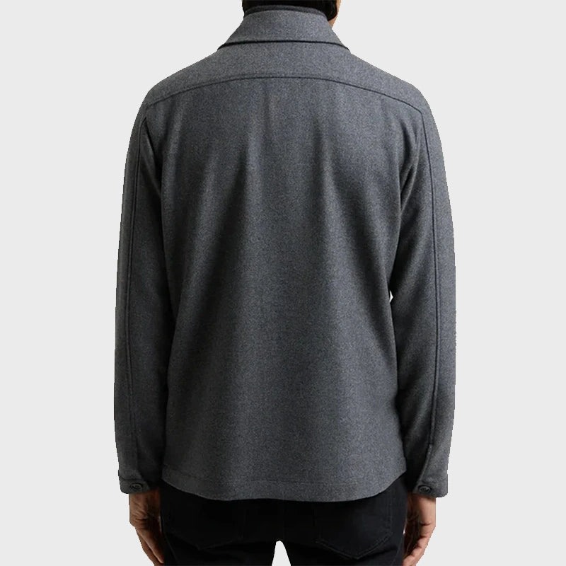 Grey Wool Overshirt Jacket unisex detail view 3 | Dash Racegear — Mens Grey Wool Overshirt