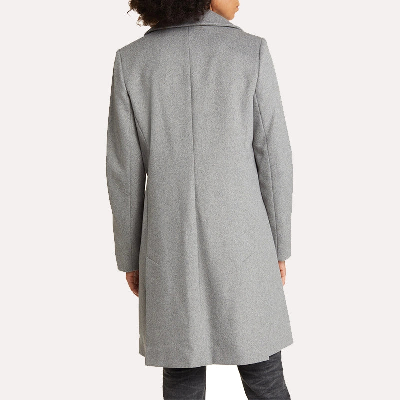 Womens Grey Trench Coat Jacket women detail view 2 | Dash Racegear — Grey Trench Coat