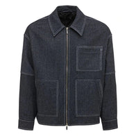 Mens Grey Denim Jacket Denim Jacket men front product view | Dash Racegear — Grey Denim Jacket