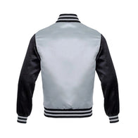 Mens Grey and Black Varsity Jacket Varsity Jacket men detail view 2 | Dash Racegear — Grey Bomber Varsity Jacket