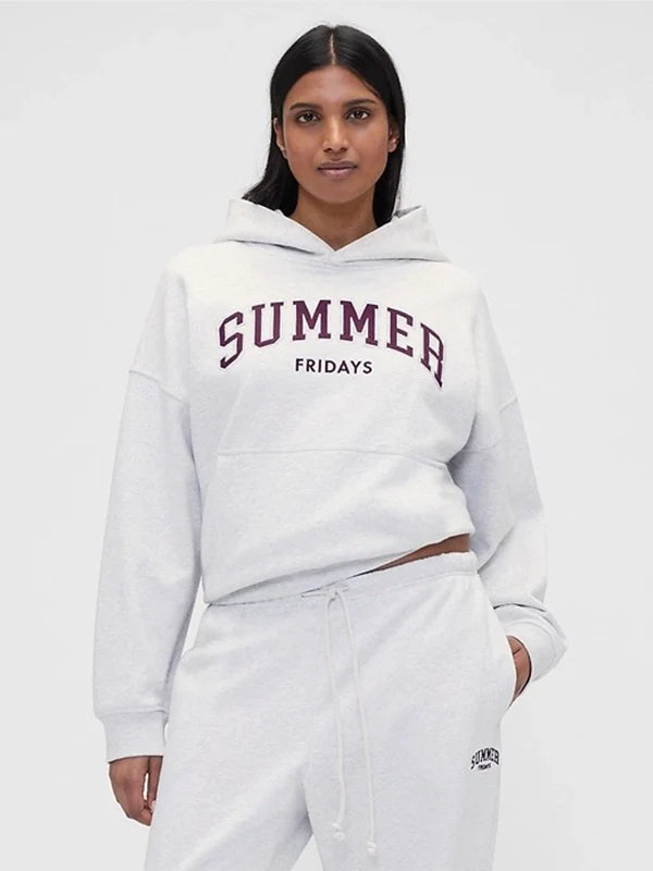 Gap × Summer Fridays Oversized Logo Hoodie Hoodie unisex detail view 2 | Dash Racegear — Gap × Summer Fridays Grey Fleece Pullover Hoodie featuring roomy cut and logo detail, ideal for casual comfort.