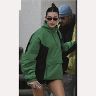 Hailey Bieber Green Half-Zip Anorak Jacket Jacket unisex detail view 3 | Dash Racegear — Sporty & Stylish Green Anorak Jacket Worn by Hailey Bieber