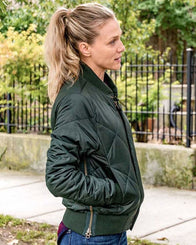 Chicago P.D. Hailey Upton Bomber Jacket Bomber Jacket unisex detail view 6 | Dash Racegear — Tracy Spiridakos Green Parachute Jacket
