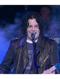 Jack White Halftime Show Leather Jacket Leather Jacket unisex detail view 7 | Dash Racegear — Jack White stage presence in bold leather jacket at NFL halftime show