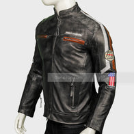 Harley Davidson Cafe Racer Jacket Jacket unisex detail view 3 | Dash Racegear — Harley Davidson Cafe Racer Distressed Leather Jacket Mens