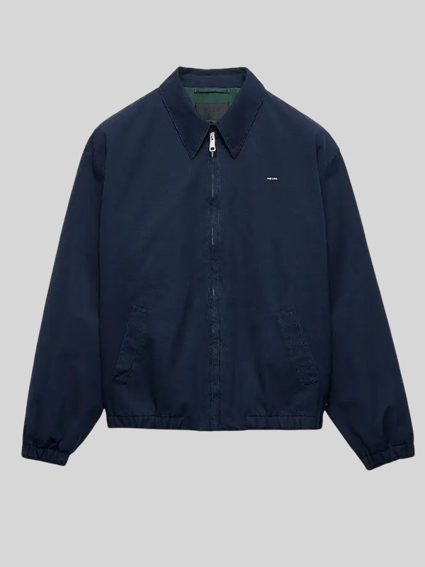 Harry Styles Prada Cotton Jacket Jacket unisex detail view 2 | Dash Racegear — Navy blue Prada zipper jacket worn by Harry Styles, perfect for chic everyday street style.