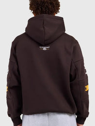 AFL x Elite Eleven Hawthorne Hawks Hoodie Hoodie unisex detail view 4 | Dash Racegear — Hawthorn Hawks 2026 hoodie featuring Elite Eleven retro influence and smooth comfortable wear feel.