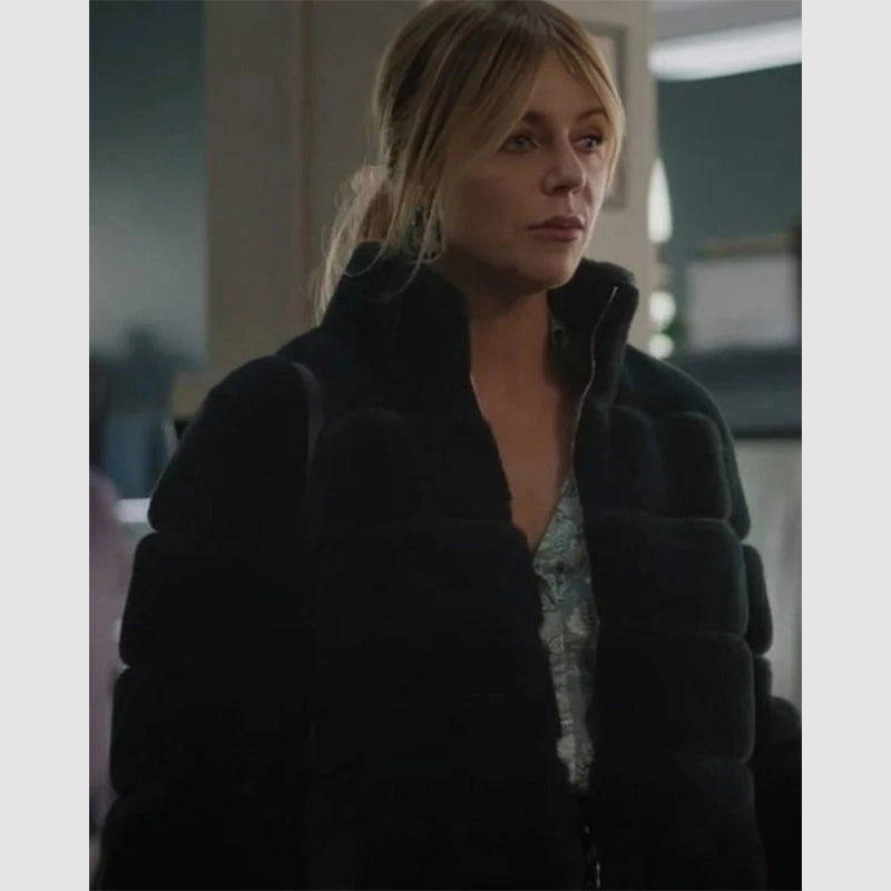 High Potential Kaitlin Olson Green Fur Jacket Jacket unisex detail view 2 | Dash Racegear — High Potential Kaitlin Olson Jacket – Stylish Green Fur Design
