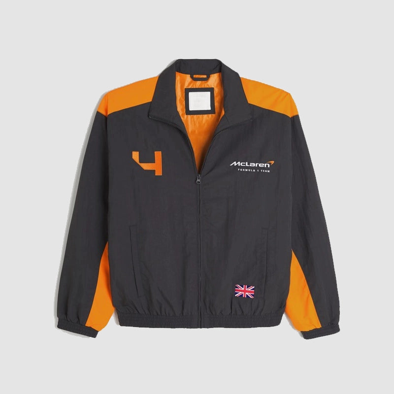 Hollister McLaren Jacket Jacket unisex front product view | Dash Racegear — McLaren x Hollister Racing Jacket – Iconic Streetwear Vibes