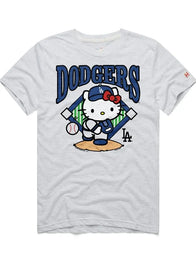 Hello Kitty x Los Angeles Dodgers T-Shirt Shirt unisex front product view | Dash Racegear — Grey Homage Hello Kitty Dodgers fleece T-shirt, cozy fabric for cute sporty everyday style.