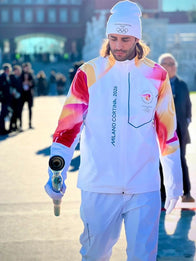 Milano Cortina 2026 Olympics Torchbearers Jacket Jacket unisex detail view 7 | Dash Racegear — Recreation Milano Cortina 2026 Winter Olympics unisex torchbearer full-zip hooded jacket in white