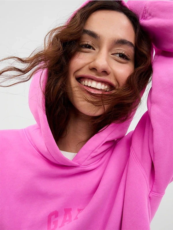 Pink Gap Hoodie Hoodie unisex detail view 3 | Dash Racegear — Vintage Gap hoodie in hot pink, relaxed fit pullover for street-ready style and weekend comfort.