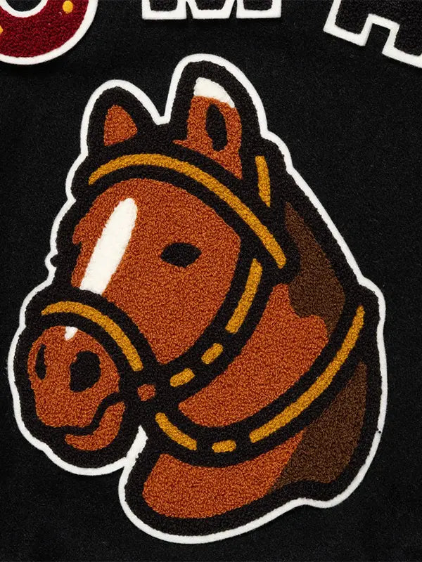 Human Made Stadium Varsity Jacket Varsity Jacket unisex detail view 3 | Dash Racegear — Human Made 2025 Unisex Varsity Jacket features black wool and leather accents, ideal for style-conscious fans.