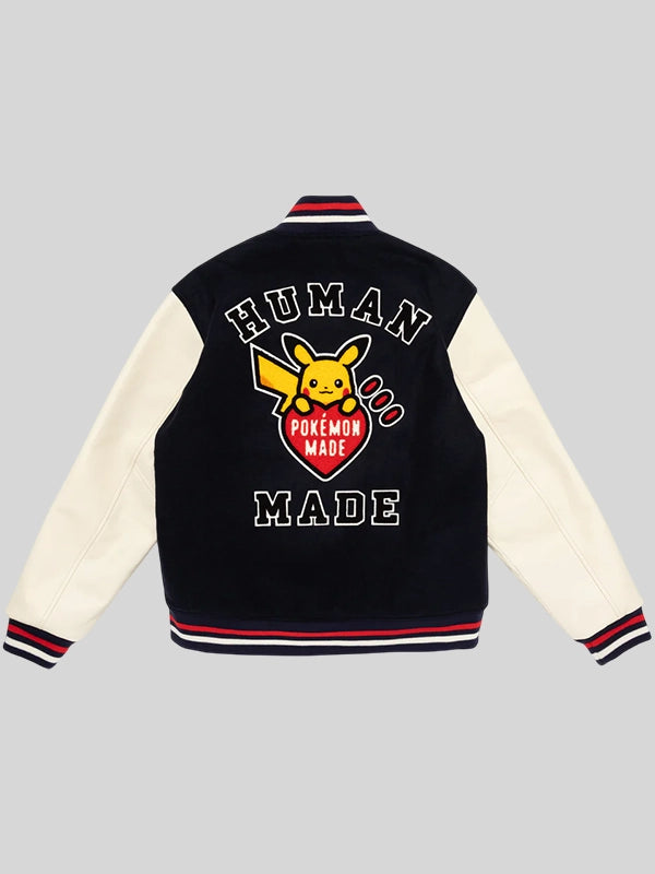 Human Made x Pokemon Varsity Jacket Varsity Jacket unisex detail view 3 | Dash Racegear — Pikachu patch perfection on Human Made’s varsity masterpiece