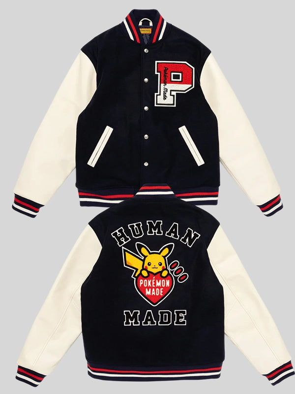 Human Made x Pokemon Varsity Jacket Varsity Jacket unisex front product view | Dash Racegear — Varsity vibes redefined in the Human Made × Pokémon collab