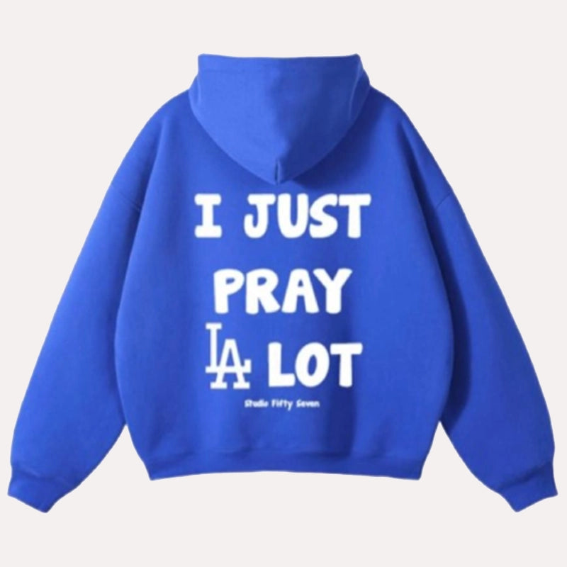 I Just Pray A Lot Dodgers Hoodie Hoodie unisex detail view 2 | Dash Racegear — Dodgers Hoodie – I Just Pray A Lot Limited Edition Drop