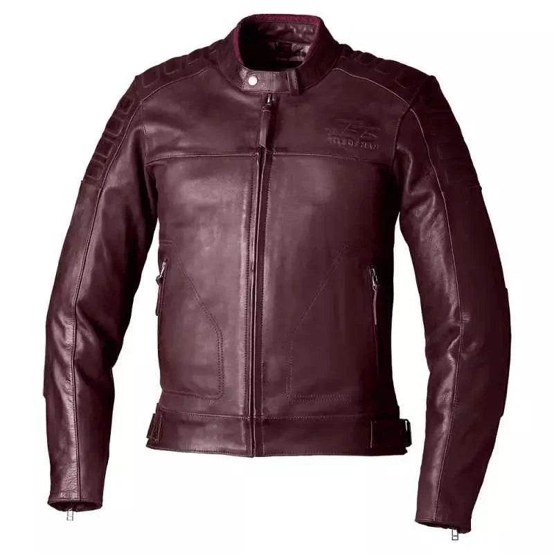 IOM TT BRANDISH 2 CE MENS LEATHER JACKET - OXBLOOD - UK 52 / EUR 62 / INTL 4XL
