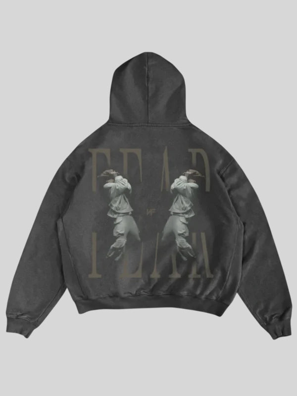 Ilia Malinin Fear Hoodie Hoodie unisex detail view 6 | Dash Racegear — Unisex Winter Olympics 2026 hoodie in muted grey with standout graphic, great for figure skating supporters.