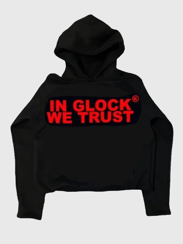 In Glock We Trust Hoodie Hoodie unisex detail view 3 | Dash Racegear — Cozy black Billionaire Studios In Glock We Trust Pullover Hoodie, perfect for layering or lounging.