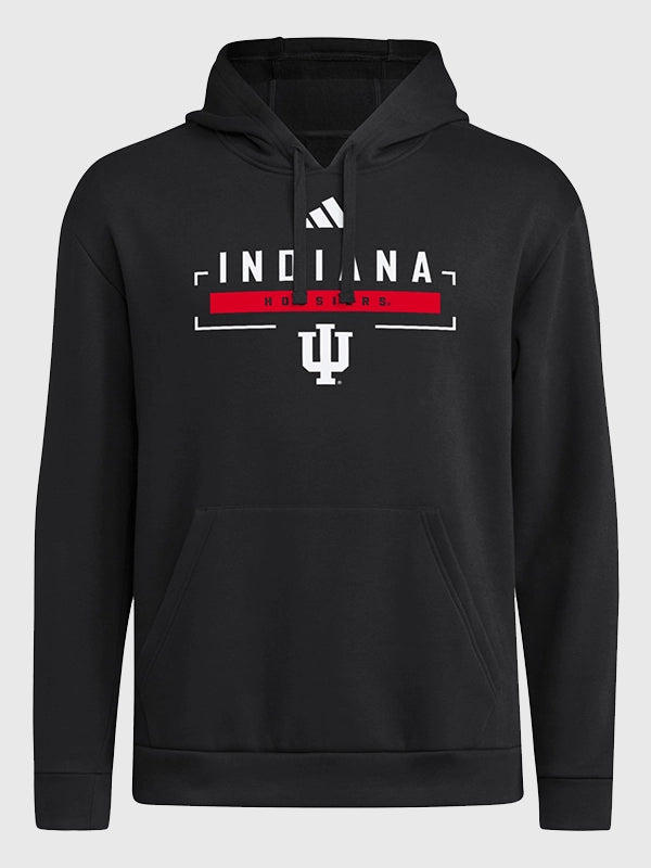 Indiana Hoosiers Fleece Hoodie Hoodie unisex front product view | Dash Racegear — 2026 Indiana Hoosiers Unisex Black Fleece Hoodie with a relaxed fit and cozy comfort for everyday casual wear.