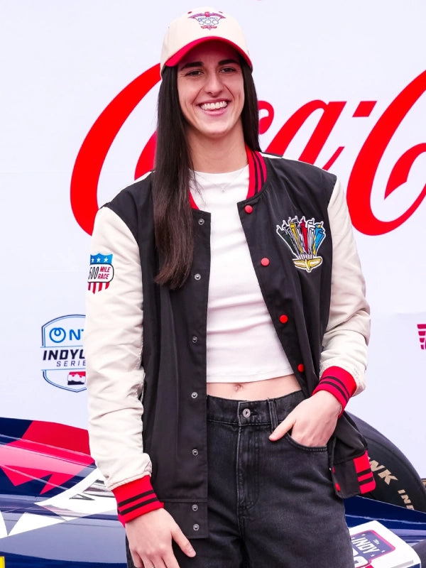 Indianapolis 500 Caitlin Clark Racing Jacket Jacket unisex detail view 2 | Dash Racegear — Indianapolis 500 bomber jacket inspired by Caitlin Clark with clean racing-style look and relaxed fit.