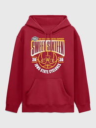 Iowa State Cyclones 2026 NCAA Tournament March Madness Sweet 16 Hoodie Hoodie unisex front product view | Dash Racegear — Maroon Iowa State Cyclones 2026 March Madness Sweet 16 hoodie, cozy and perfect for fans cheering daily.