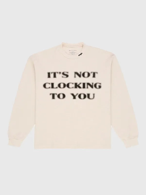 Skylrk Its Not Clocking to You Crewneck Sweatshirt Sweatshirt unisex front product view | Dash Racegear — Skylrk “It’s Not Clocking To You” thermal crewneck sweatshirt, cozy fit for bold everyday streetwear style.