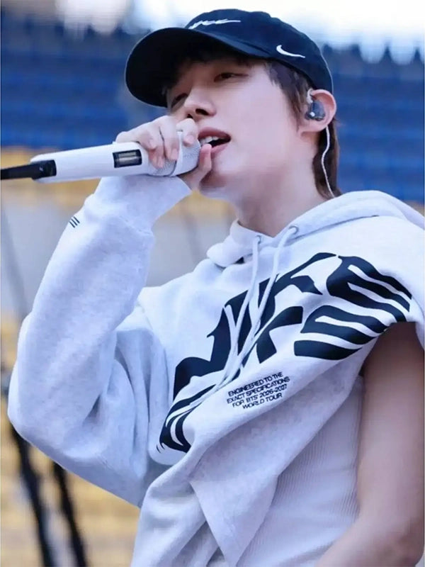 JHope Nike x BTS Hoodie Hoodie unisex detail view 3 | Dash Racegear — Front view of JHope Nike x BTS Hoodie Grey 2026
