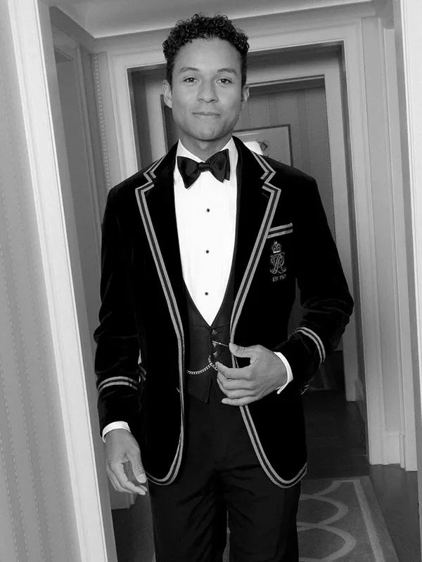 Jaafar Jackson Met Gala 2026 Polo Ralph Lauren Tuxedo Fashion Apparel unisex detail view 4 | Dash Racegear — Polo Ralph Lauren tuxedo worn by Jaafar Jackson 2026 Met Gala black gold detailing refined fit for high-end men’s events