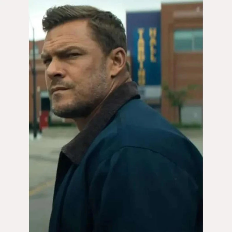 Reacher S03 Jack Reacher Blue Jacket Jacket unisex front product view | Dash Racegear — Reacher 2025 Season 3 Jacket – Jack Reacher’s Blue Outerwear