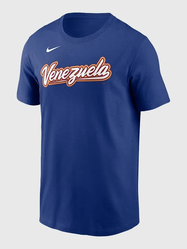 Jackson Chourio Venezuela 2026 World Baseball Classic T-Shirt Shirt unisex front product view | Dash Racegear — Jackson Chourio Venezuela 2026 WBC Nike T-shirt with bold print for proud baseball fans.