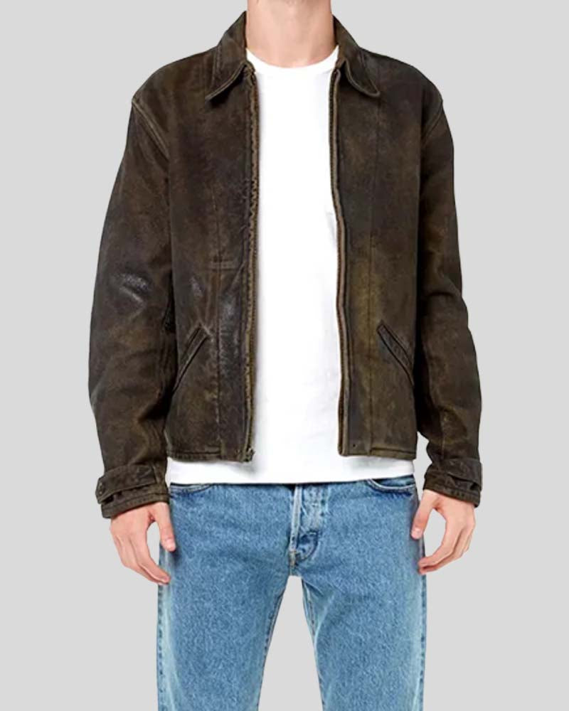 Skyfall James Bond Leather Jacket Leather Jacket unisex front product view | Dash Racegear — Daniel Craig Skyfall Leather Brown Jacket
