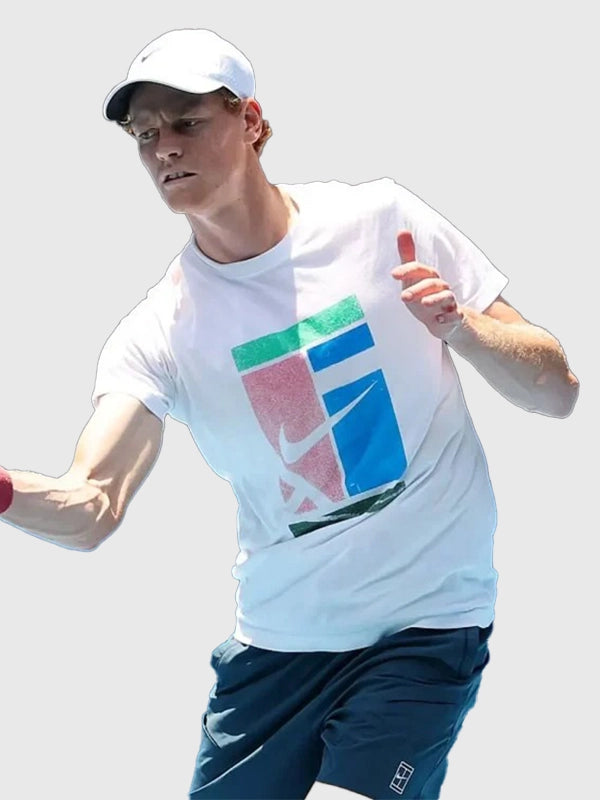 Jannik Sinner 2026 Australian Open Previews T-Shirt Shirt unisex detail view 2 | Dash Racegear — White 2026 Jannik Sinner Australian Open T-Shirt, cozy cotton, relaxed style, perfect for tennis supporters.